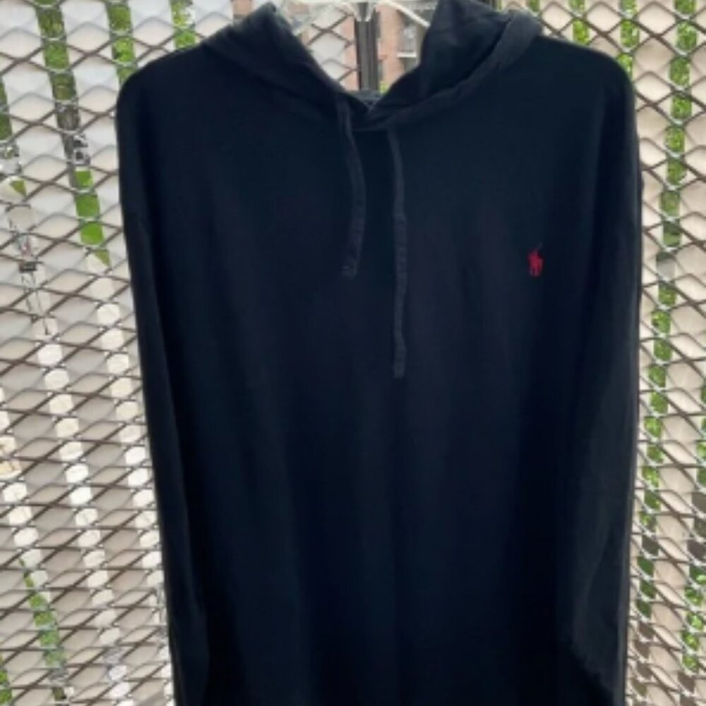 Polo Ralph Lauren Jersey Hooded Long Sleeved T-Shirt, BLACK